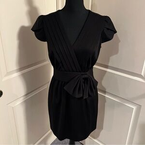 Elegant Black Faux Wrap Dress